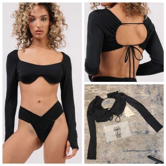 we are hah Other - NWT We Are HAH Black Keep It Up Top Long Sleeve Rash Guard Underwire Large